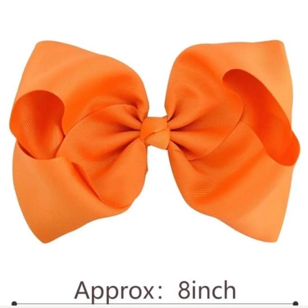 12 Rainbow Color Hair Bows - 8 inch Bows with Alligator Clips